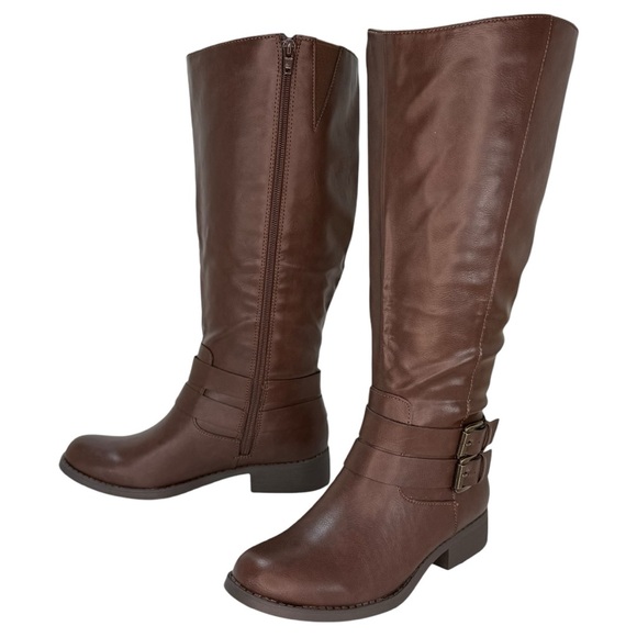 Style & Co Maliaa Brown Faux Leather Wide Calf Knee High Womens Boots Size 6M - Picture 9 of 13